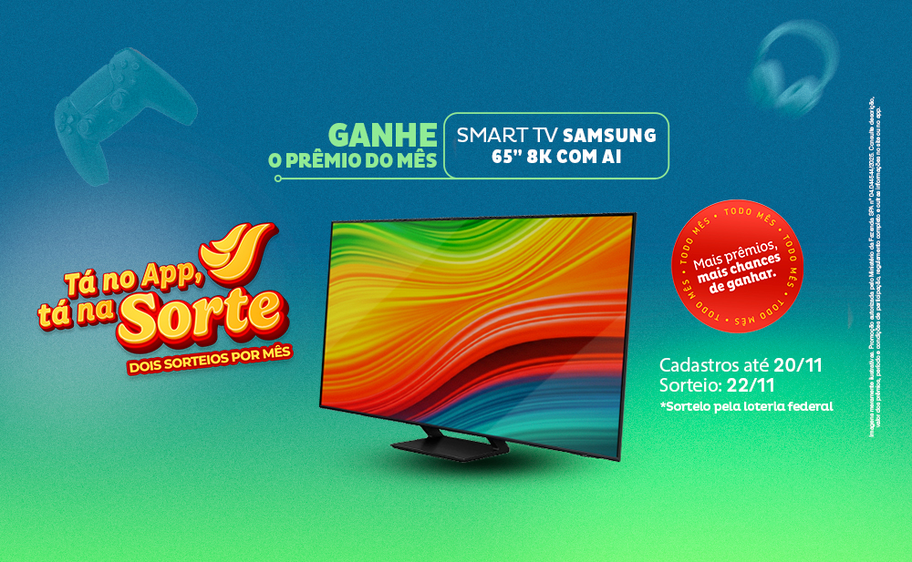 Sorteio Smart TV Samsung 65" 8K com AI